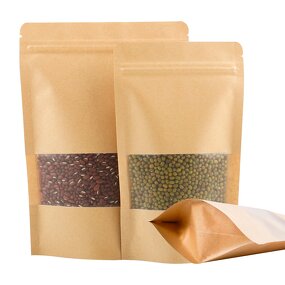 Recyclable Kraft Paper Bags Manufacturer - YC Zipper Brown Customized Stand up Biodegradable Snack Food Packing