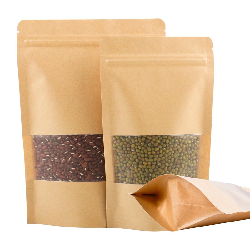 Recyclable Kraft Paper Bags Manufacturer - YC Zipper Brown Customized Stand up Biodegradable Snack Food Packing