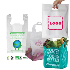 Biodegradable Shopping Bag Manufacturer - YC Customized Logo T Shirt Supplier Packaging Plastic Carrier Compostable Die Cut