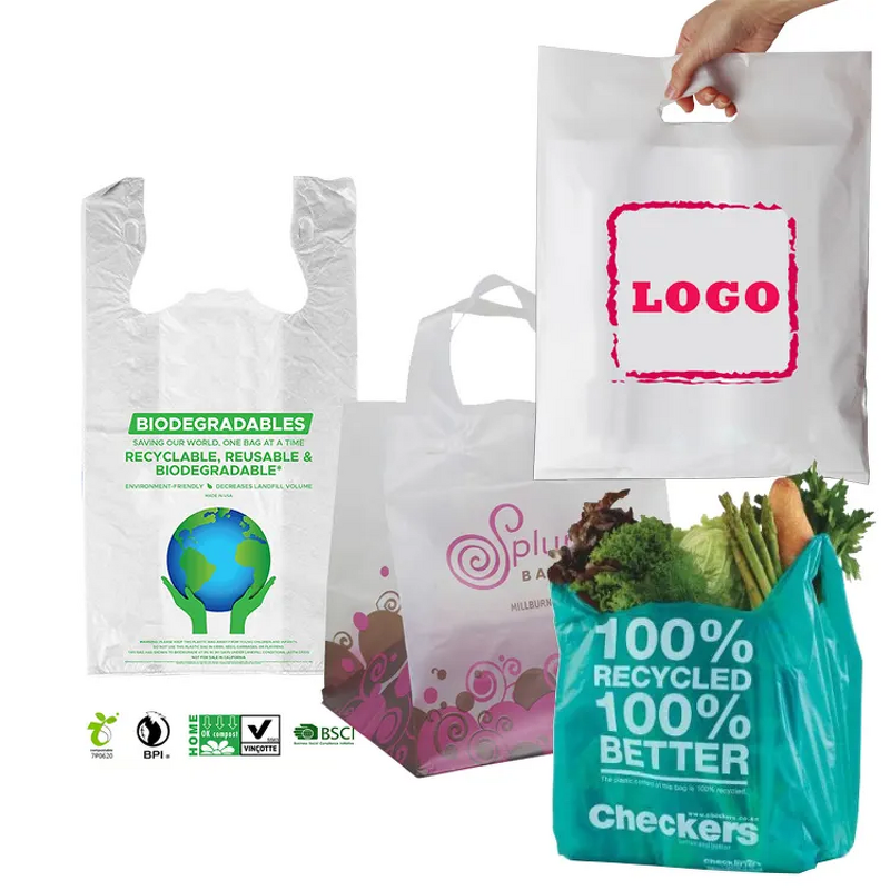 Biodegradable Shopping Bag Manufacturer - YC Customized Logo T Shirt Supplier Packaging Plastic Carrier Compostable Die Cut