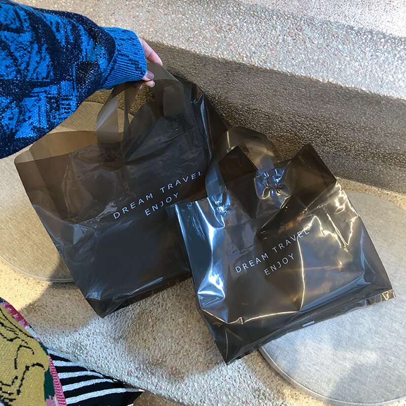 Garment Shopping Bag Manufacturer - YC Customize LDPE Biodegradable Soft Loop Handle Plastic Package Gusset Type