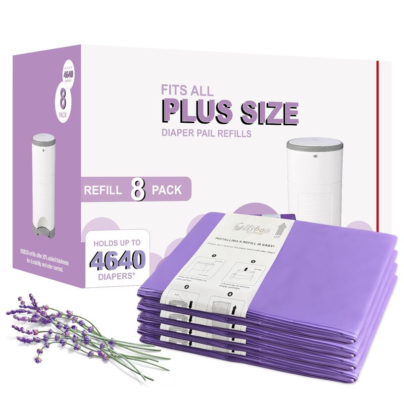 Diaper Pail Refill Bag Manufacturer - YC Factory Custom Household Plastic HDPE Trash Lemon Scent Purple Recyclable Baby