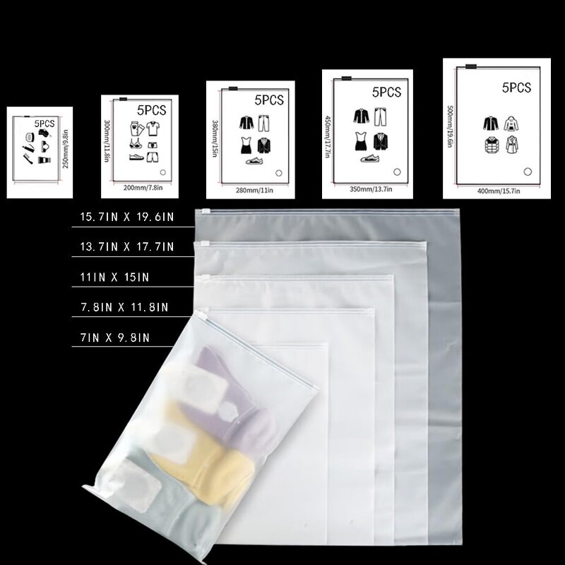 Frosted Zipper Bags Manufacturer - YC Custom Clothes Packaging for Shipping Travel Reusable Waterproof Plastic Storage Pouch
