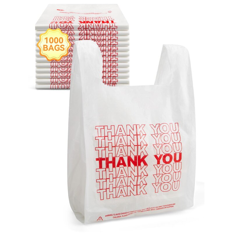 Biodegradable Shopping Bags Manufacturer - YC Factory Directly Printing Thank You White With Handles Carrier Plastic T-shirt
