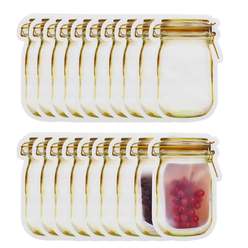 Mason Jar Zipper Bags Manufacturer - YC HOT Selling Clear Shaped Stand up Leakproof Food Packaging Saver