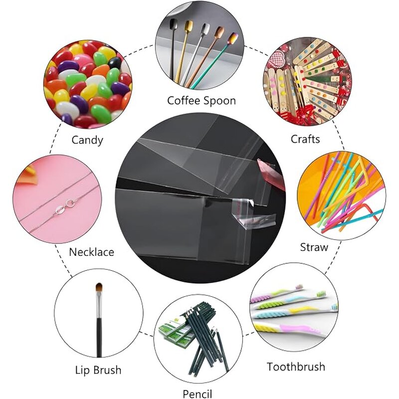 Glass Paper Bags Manufacturer - YC Reusable Self-Adhesive Long Plastic Transparent OPP Heat Sealing for Tableware Toothbrushes Food