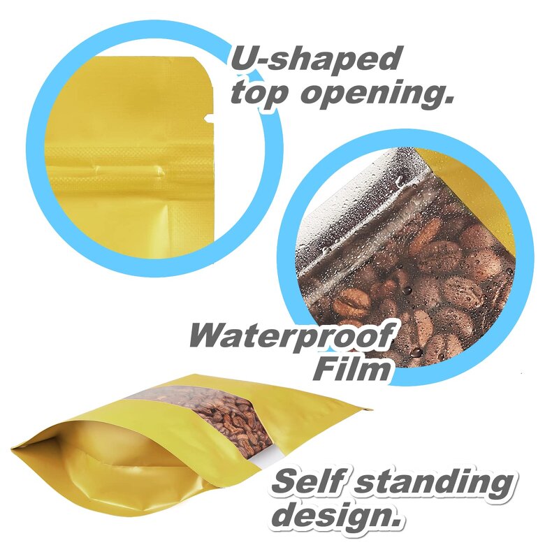 Smell Proof Bags Manufacturer - YC Low MoQ for Food Stand up Zipper Lock Resealable Aluminum Mylar Foil Plastic Packaging with Window