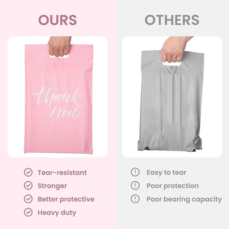 Poly Mailing Bags Manufacturer - YC Light Pink Thank You Strong Self-Seal New Design Shipping Courier for Clothing with Handle