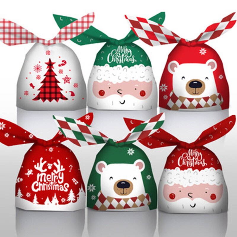 Plastic Gift Bag Manufacturer - YC Factory in Stock Kids Santa Small Snowflake Rabbit Ears Decorating Wrappers Christmas Candy Package