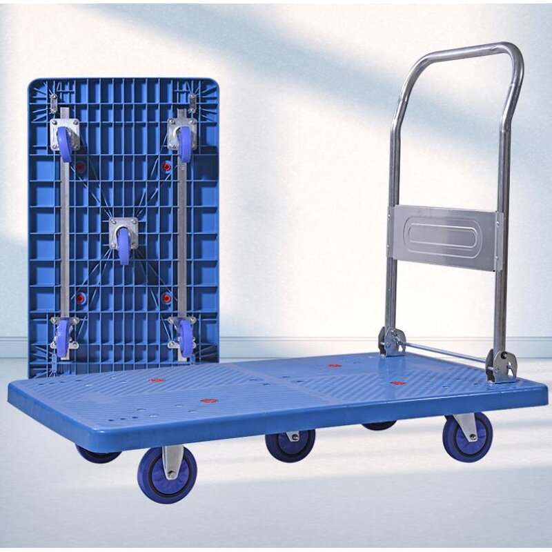 Plastic Shopping Cart Manufacturer - 150kg with Platform OEM Supported Folding Cart Wagon