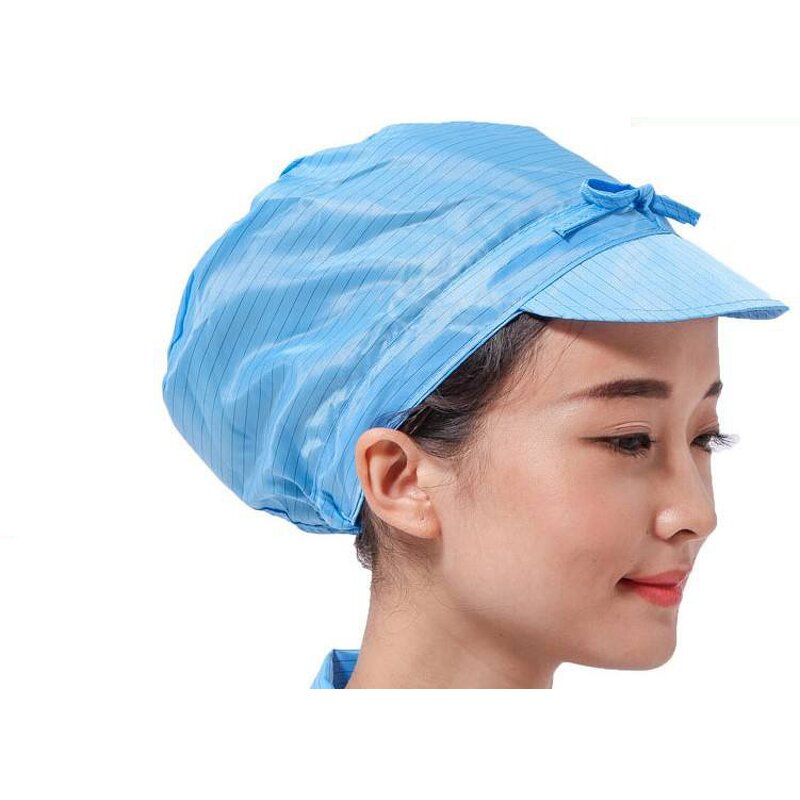 ESD Head Caps Manufacturer - Blue Washable Lint Free 5mm Grid Antistatic Hat Cleanroom Working