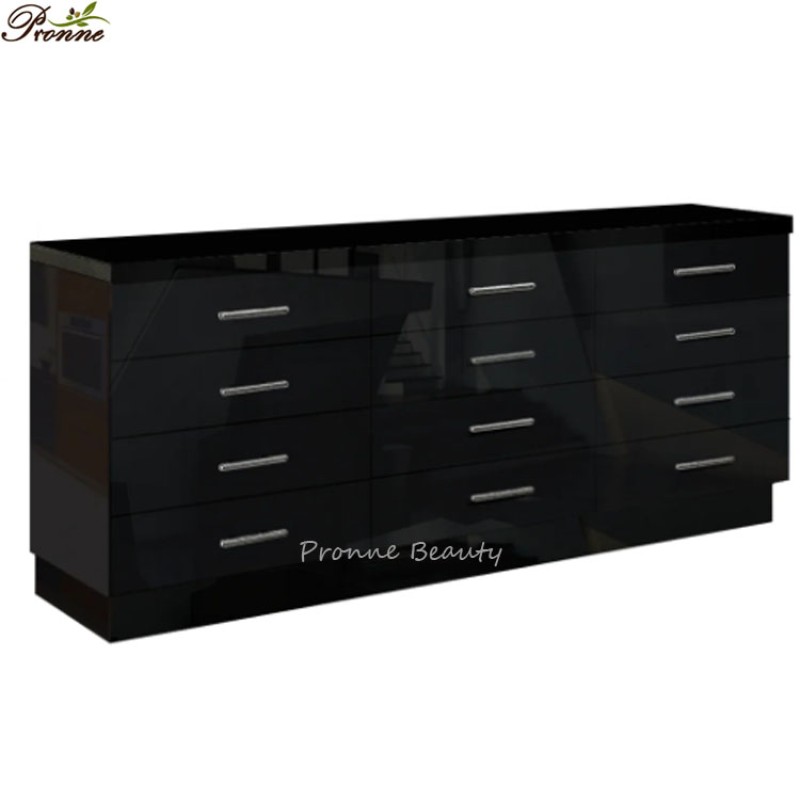 Wall Cabinet Factory - High End Modern Luxury Glossy Marble Top Black Gold LED Back with Onyx