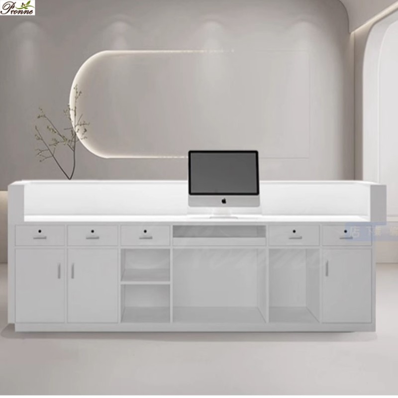 Front Desk Factory - Used Modern White Reception Counter with Lighting