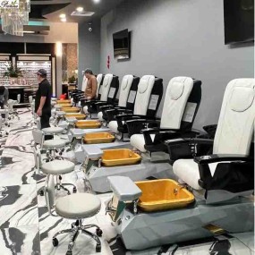 Pedicure Spa Bench Factory - Luxurious First Class Grey Station with Purjet Sinks