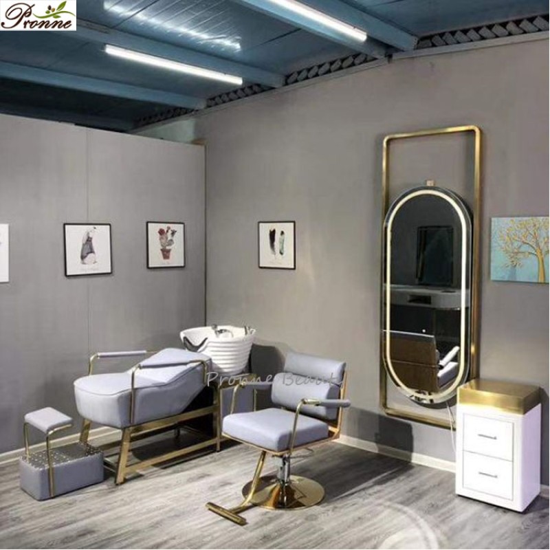 Styling Chair Manufacturer - Pronne Luxury Salon Interior Wholesale Set Rosie Blush with Mirror Station