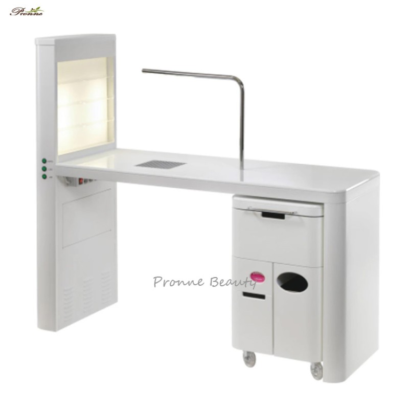 Nail Desk Factory - White Luxury Design Beauty Salon Furniture Manicure with Vent