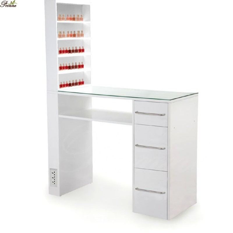 Nail Desk Factory - White Luxury Design Beauty Salon Furniture Manicure with Vent