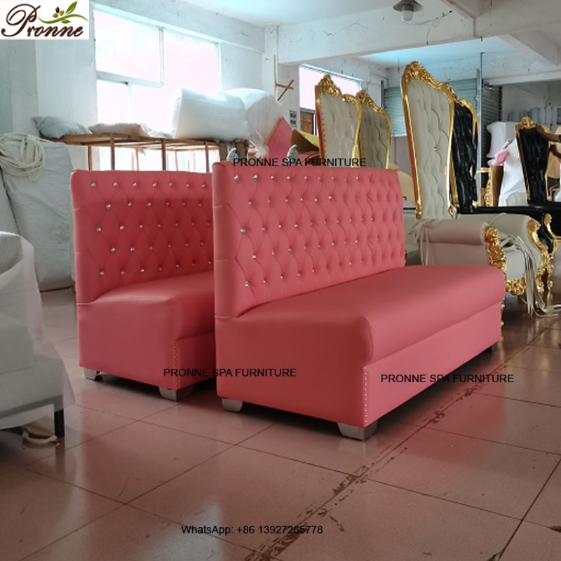 Waiting Sofa Set Manufacturer - Pink Luxury Modern Nail Salon Simple Small with Table Set