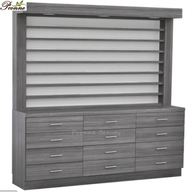 Floor Display Cabinet Factory - Pronne Custom Made Dip Powder Nail Polish Gel with Led Light Rotate Stand