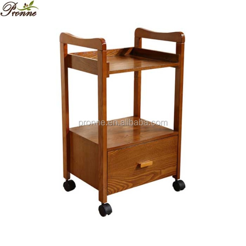 Mobile Utility Station Cart Manufacturer - Beauty Nail Salon Movable Wooden White Massage Tattoo Facials Storage