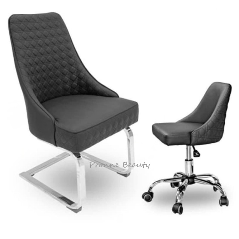 Reception Chair Manufacturer - High End Nail Salon Customer and Staff Chair with Gold Metal