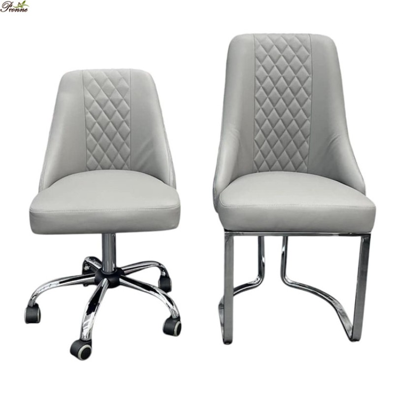 Reception Chair Manufacturer - High End Nail Salon Customer and Staff Chair with Gold Metal