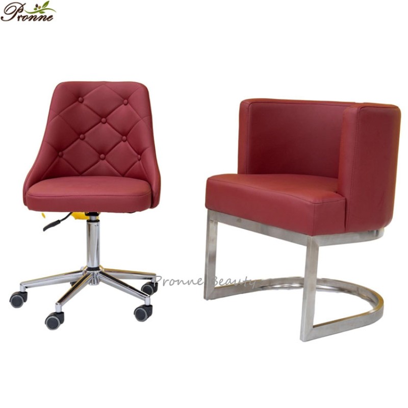 Customer Chair Manufacturer - Elegant Beauty Salon Furniture Nail Tech Grey Manicure with Wheel