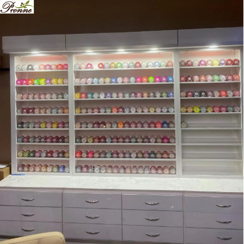 Cosmetic Display Cabinet Factory - Modern White Custom Made Jewelry Store Furniture Nail Salon