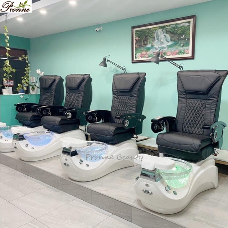 Pedicure Spa Bench Factory - Luxurious First Class Grey Station with Purjet Sinks