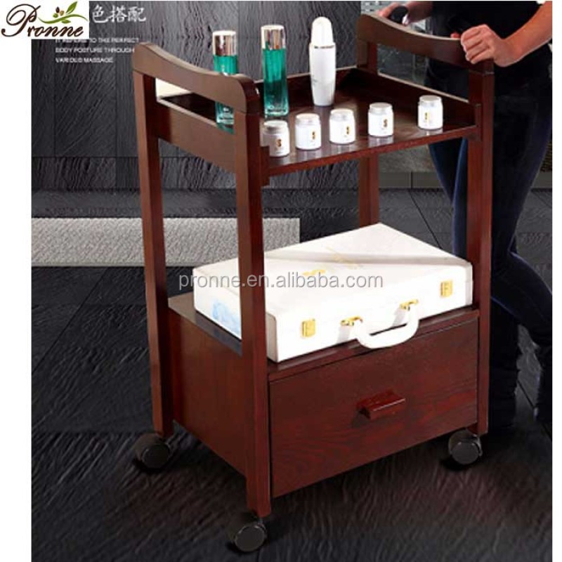 Mobile Utility Station Cart Manufacturer - Beauty Nail Salon Movable Wooden White Massage Tattoo Facials Storage
