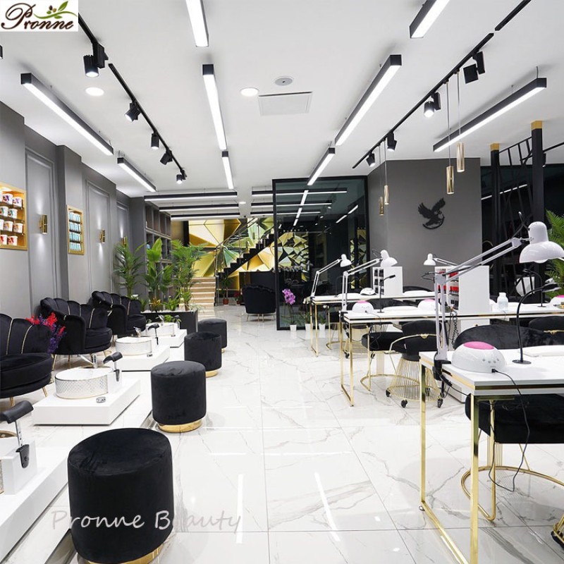 Foot Spa Pedicure Chair Manufacturer - Comfy Beauty Lounge Classic Black Gold PU Leather