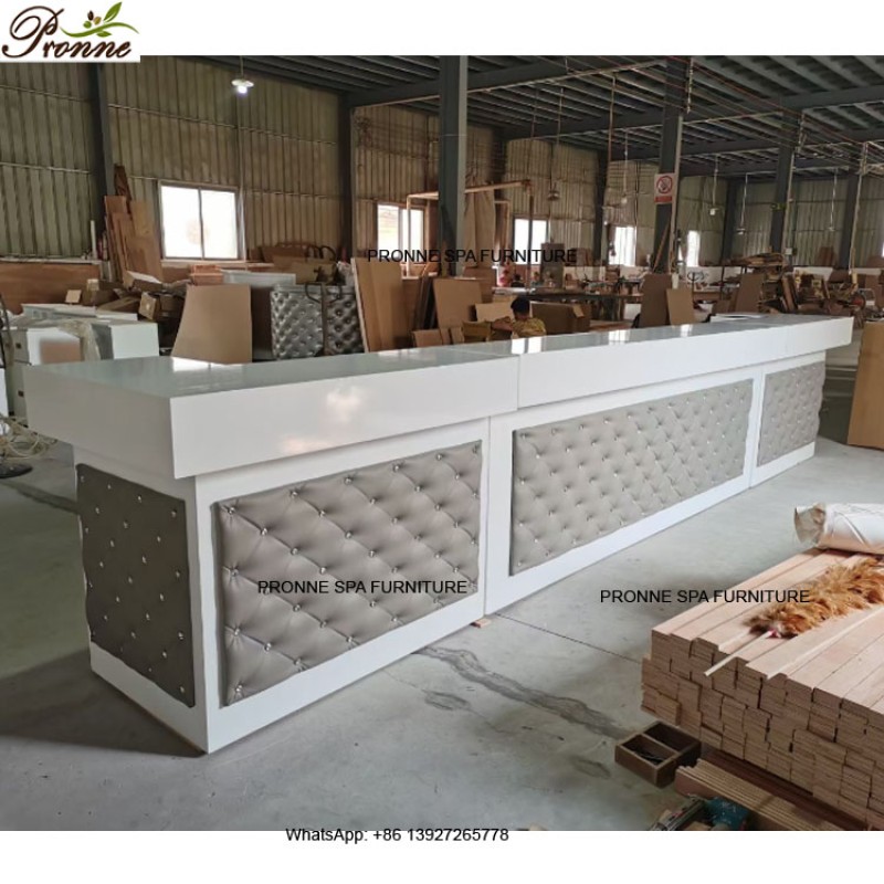 Manicure Station Manufacturer - Luxury Nail Salon Equipment Wholesale Custom Made White Gray with Drawers