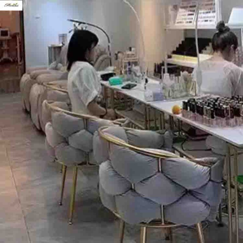 Bar Stool Manufacturer - European Style Elegant Metal Adjustable Gold Nail Salon Leather High Bar