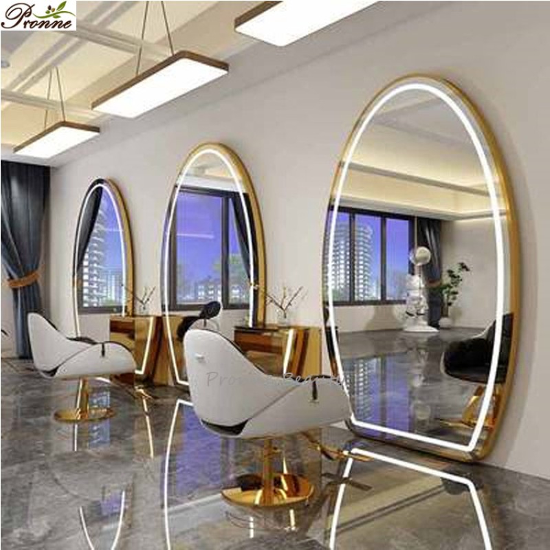 Salon Wash Station Factory - Hair Salon Equipment Barber Shop Dressing Chair with Large Floor Mirror Package