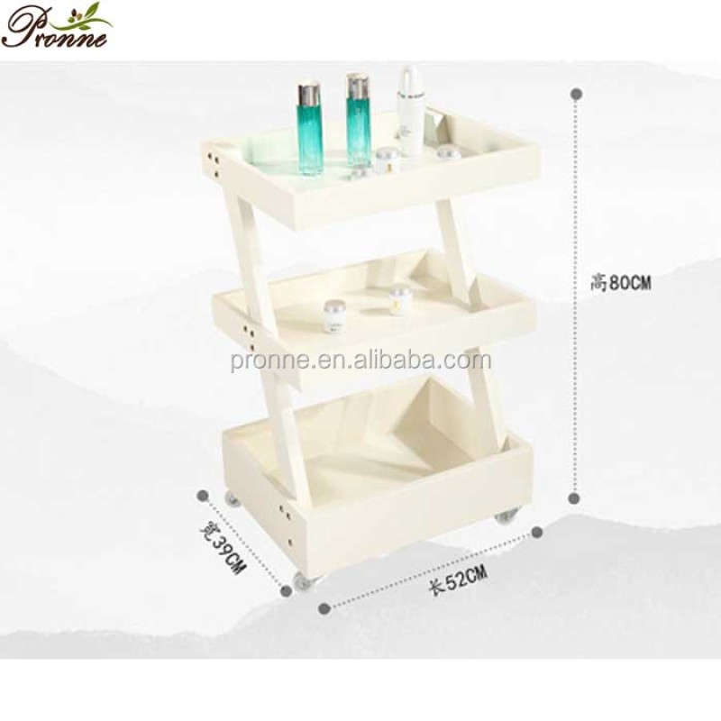 Mobile Utility Station Cart Manufacturer - Beauty Nail Salon Movable Wooden White Massage Tattoo Facials Storage