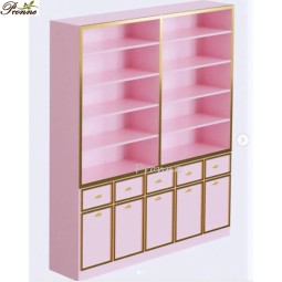Cosmetic Showcase Factory - Pronne Luxurious Beauty Salon Nail Shop Gold Metal Display Cabinet