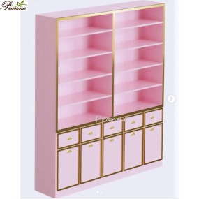 Cosmetic Showcase Factory - Pronne Luxurious Beauty Salon Nail Shop Gold Metal Display Cabinet