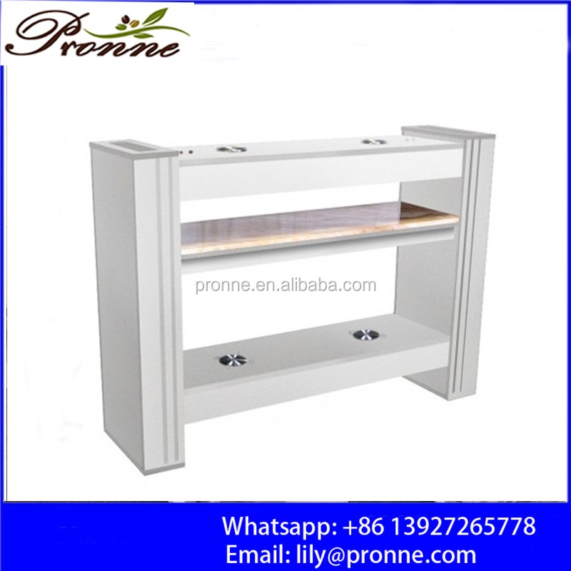 Manicure Desk Manufacturer - Hot Sale Modern White Gray Custom Made Nail Dryer Table with Marble