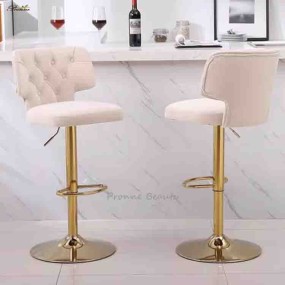 High Bar Chair Factory - Luxury Stainless Steel Gold Round Back with Cushion Bar Chair