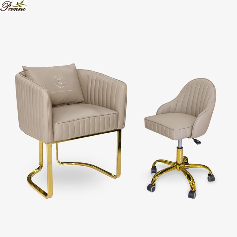 Customer Chair Manufacturer - Elegant Beauty Salon Furniture Nail Tech Grey Manicure with Wheel