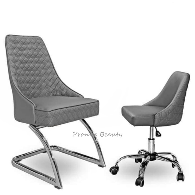 Reception Chair Manufacturer - High End Nail Salon Customer and Staff Chair with Gold Metal