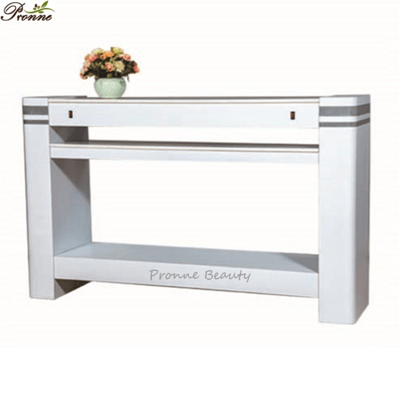 Mini Reception Desk Manufacturer - Luxury Nail Spa Shop Best Selling White and Gold with Logo