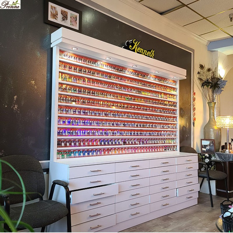 Nail Polish Organizer Manufacturer - Gold Wall Shelf 4 Tier Metal Cosmetic Storage Organizer with Logo