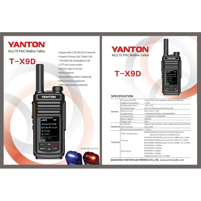 Walkie Talkie Manufacturer - YANTON T-X9D Telsiz with Sim Card Set PTT Zello Realptt