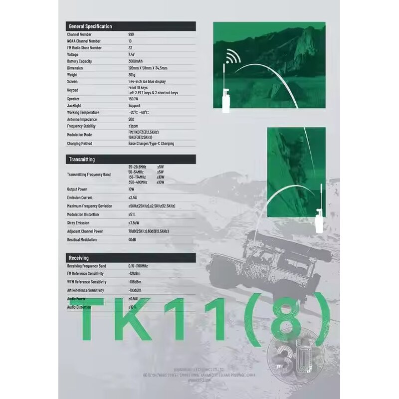 Walkie Talkie Manufacturer - Quansheng TK11(8) 10W Multi Band AM SSB FM NOAA IPX6