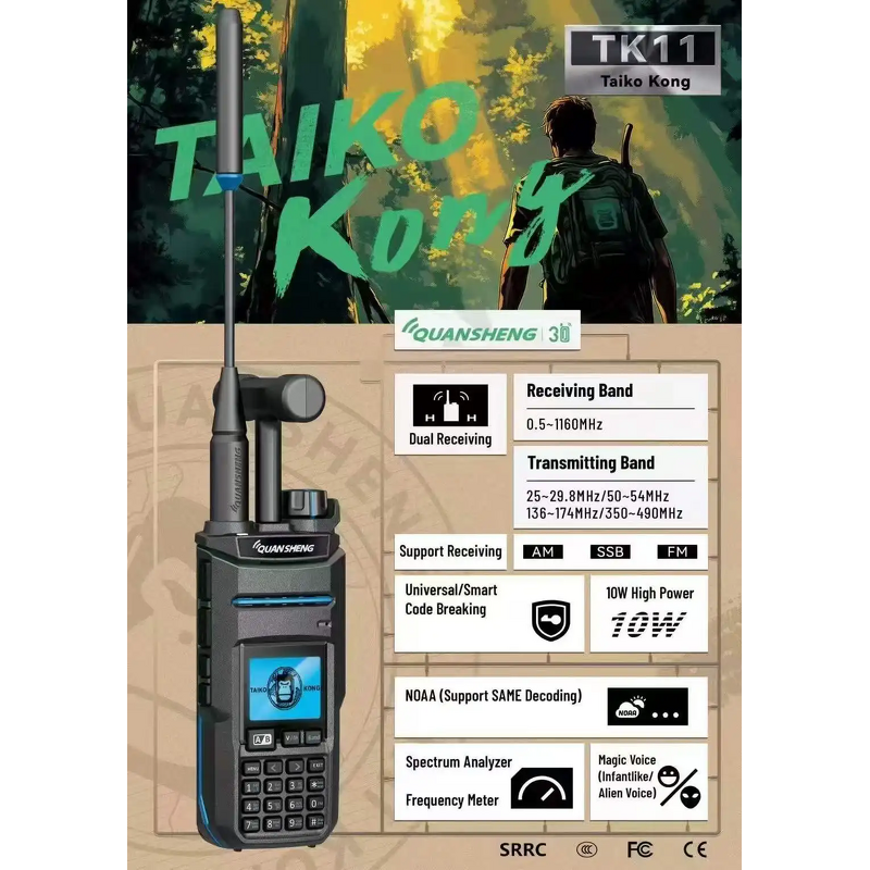Walkie Talkie Manufacturer - Quansheng TK11 10W Air Band Type C Charge UHF VHF DTMF FM