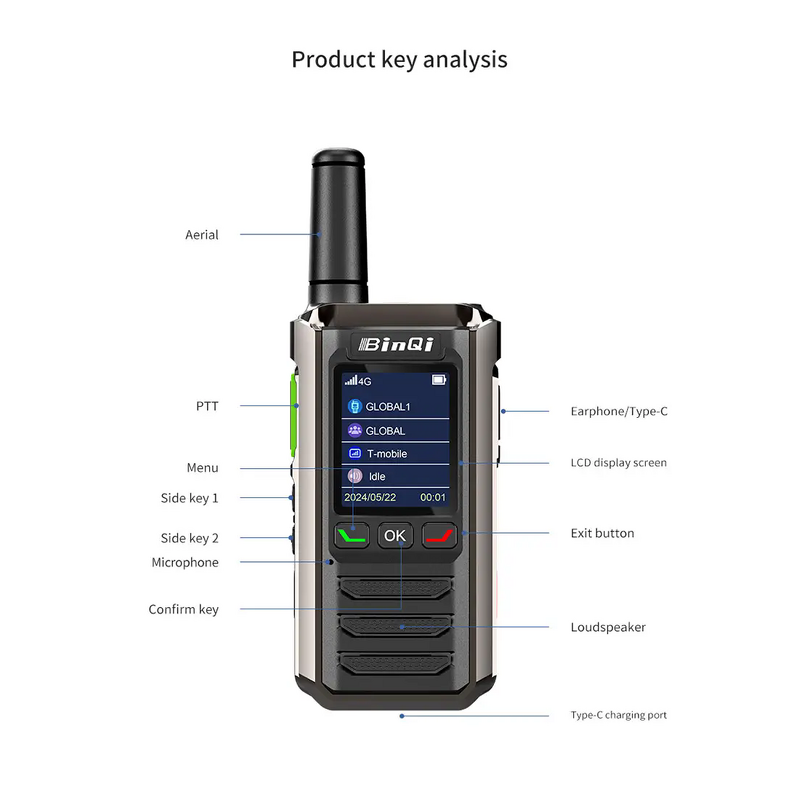 4G POC Radio Manufacturer - BinQi BQ-H20 Handheld High Volume Automatic PTT 5000km