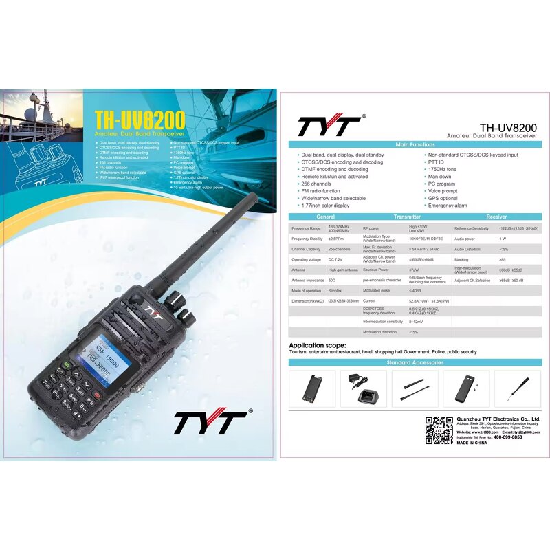 Portable Radio Manufacturer - TH-UV8200 10W Waterproof VHF UHF Dual Band Handheld Two Way