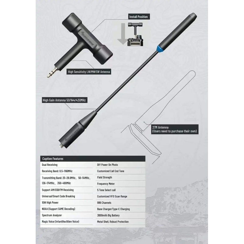 Walkie Talkie Manufacturer - Quansheng TK11 10W Air Band Type C Charge UHF VHF DTMF FM