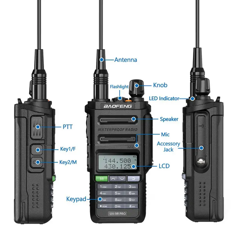 Walkie Talkie Manufacturer - UV-9R PRO IP68 Waterproof Handheld Dual Band UHF VHF